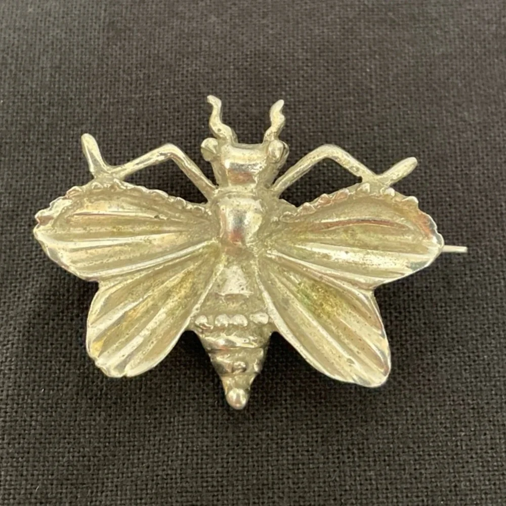 Vintage Natacha‎ Brooks Sterling Silver Brooch Pin Butterfly Moth